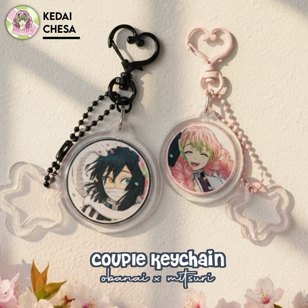 [สติ๊กเกอร์ฟรี] COUPLE KEYCHAIN OBANAI IGURO & MITSURI KANROJI KIMETSU NO YAIBA