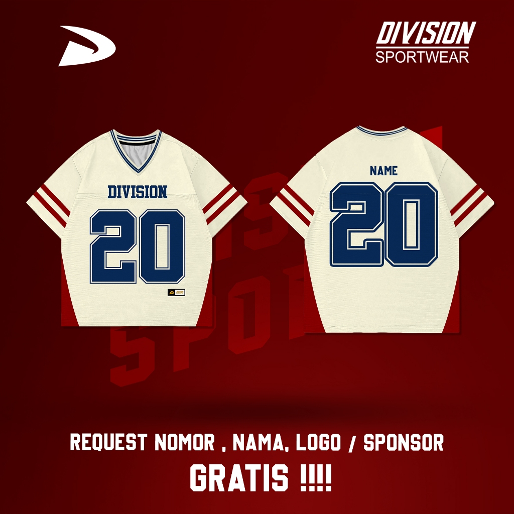 JERSEY STREETWEAR OVERSIZE DVS ATHLETIC 20 CREAM // DVS SPORTWEAR LA PINK