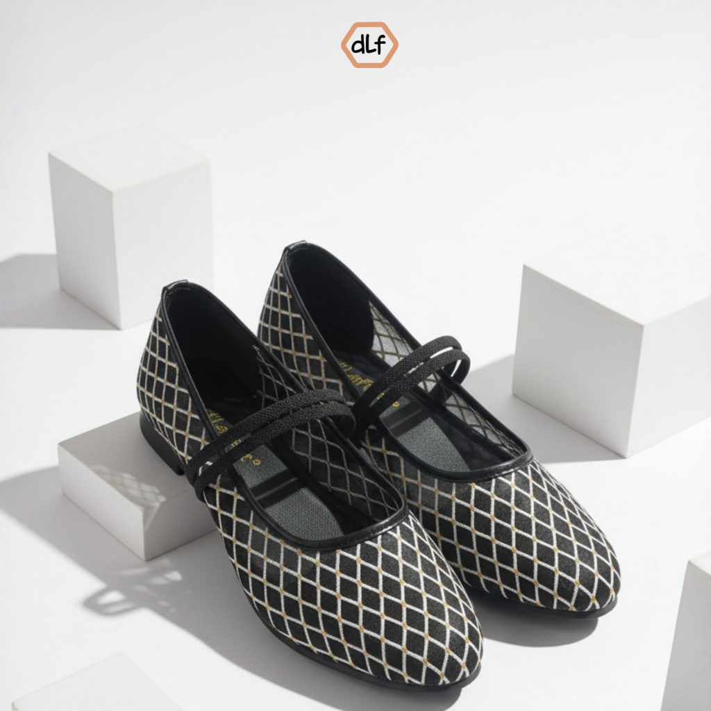 รองเท้าส้นแบนผู้หญิง DLafeet Kale สีดํา