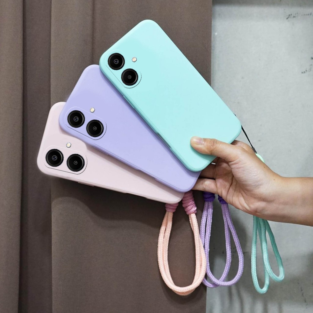 Square Edge Case + Strap For Type Samsung A06 Case Rubber Case Strap Case เคสยืดหยุ่น Elegant Case C