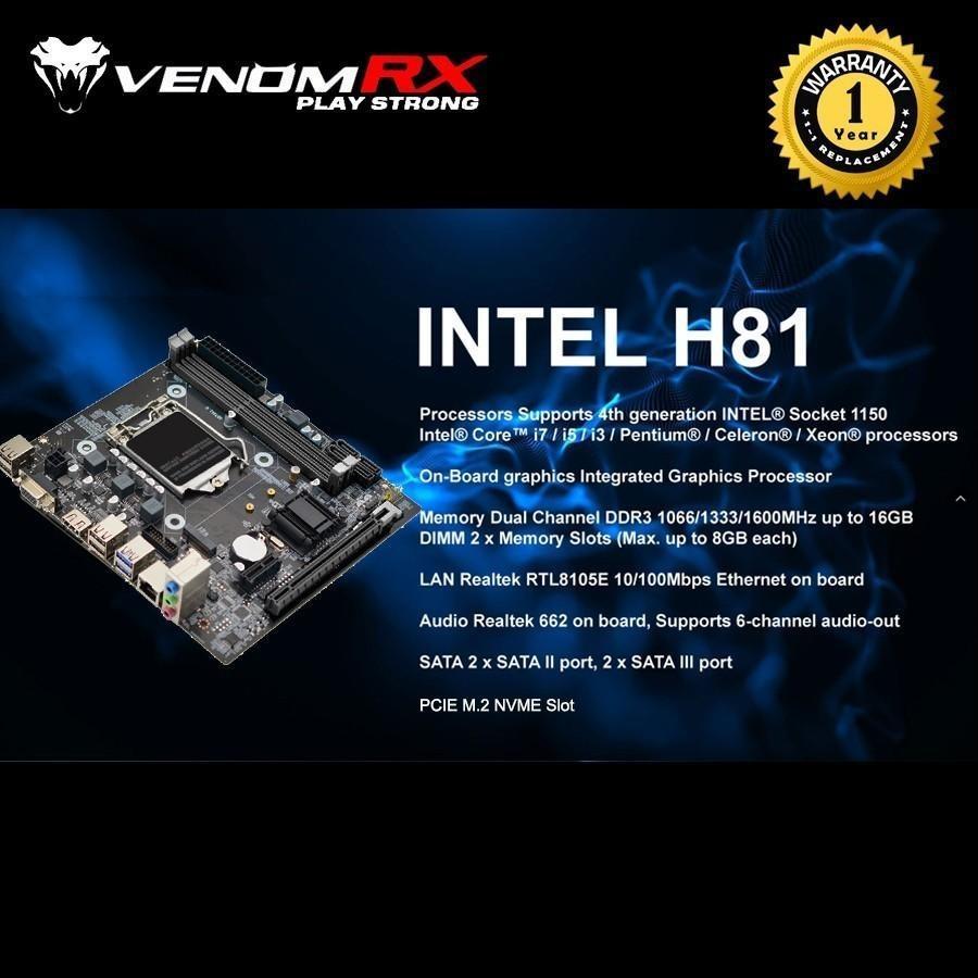เมนบอร์ด Intel H81 DD3 ซ็อกเก็ต LGA 1150 VenomRX