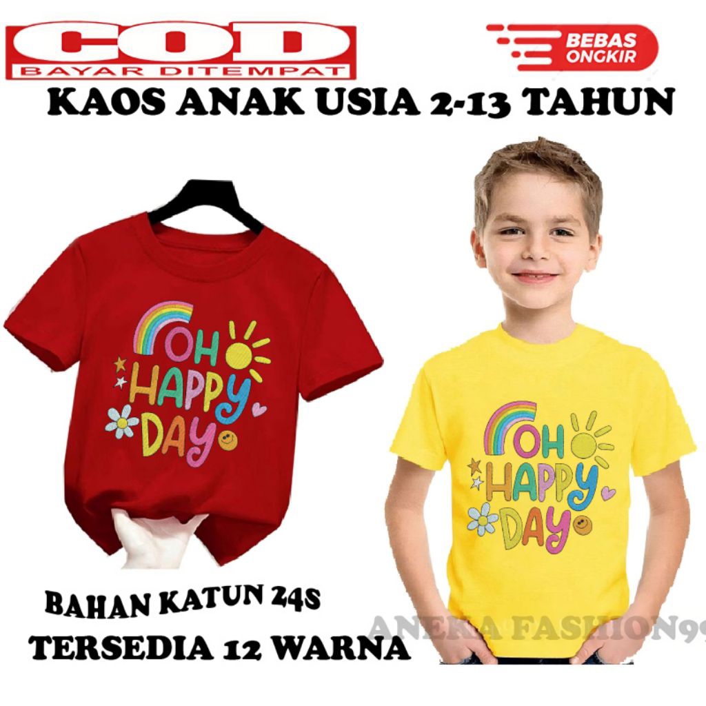 เสื้อยืด CHILDRENS AGED 2-13 ปี OH HAPPY HOLIDAY MOTIF ใหม่