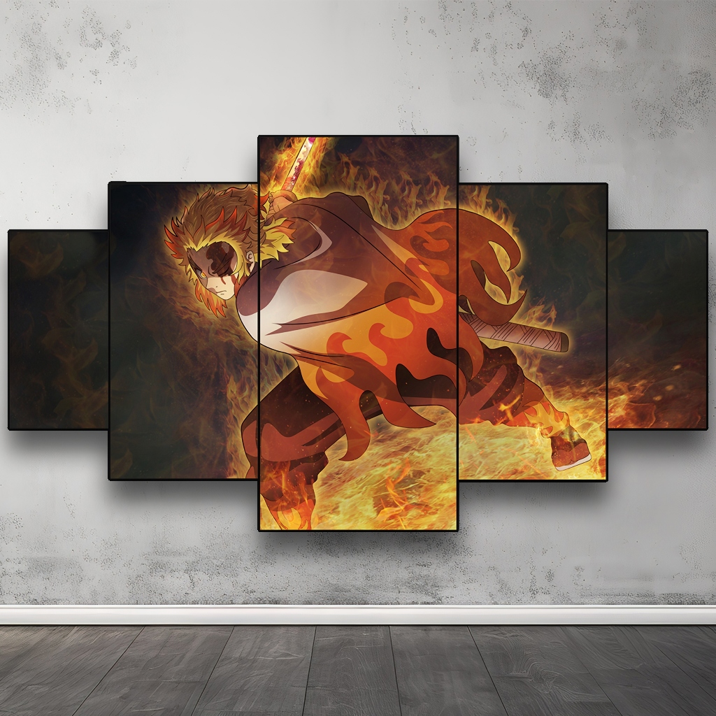 KIMETSU NO YAIBA Anime Wall Poster ความงามตกแต่ง HD ภาพโปสเตอร์ 5 แผ่นวอลล์เปเปอร์ห้อง