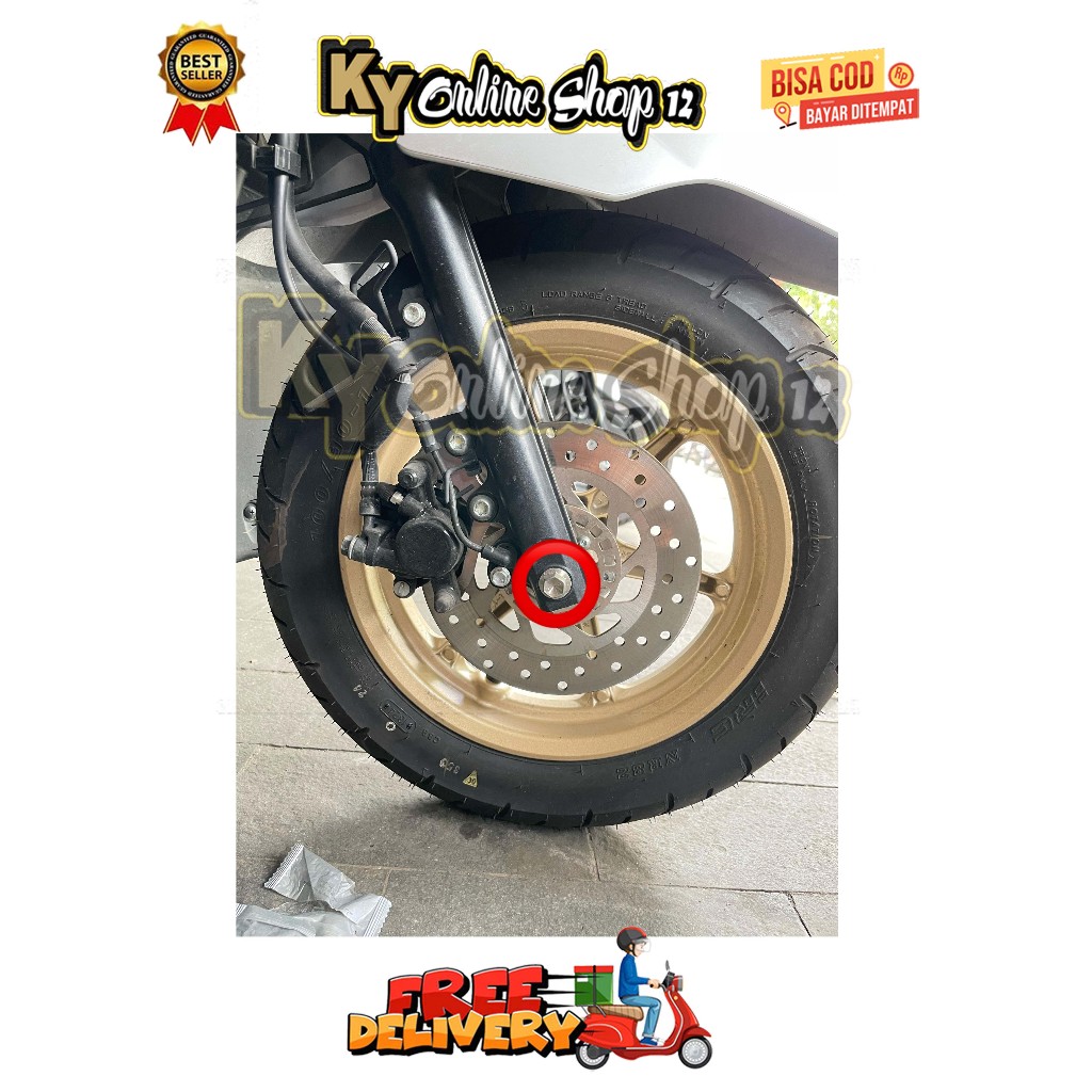 FRONT WHEEL AXLE MODEL H-2 GRAND FILANO ใหม่ฟรี GOO YEAR 2015 - 2025 PELG BRACKET LUXAGONAL MOUNTING