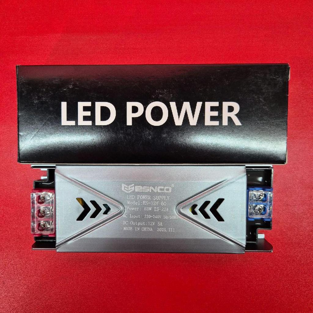 อะแดปเตอร์จ่ายไฟหม้อแปลงไฟฟ้า Slim Net 5A 12V DC 60W สวิตช์คุณภาพดี ESNCO