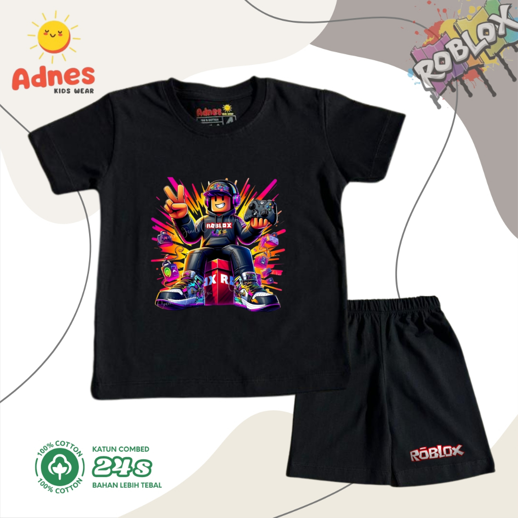 KATUN ชุดเสื้อยืดเด็กอินเทรนด์ล่าสุดพร้อม Robl0x Motif, 24s Cotton