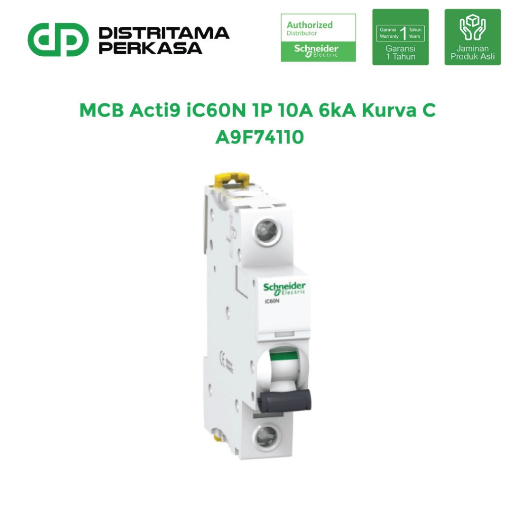 Schneider MCB Acti9 iC60N 1P 10A 6kA Kurva C - A9F74110
