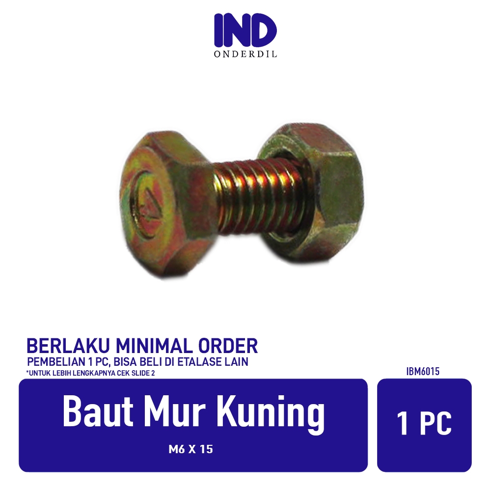 น็อตสีเหลือง Bolt M6x15-M 6 X 15-M6-6x15