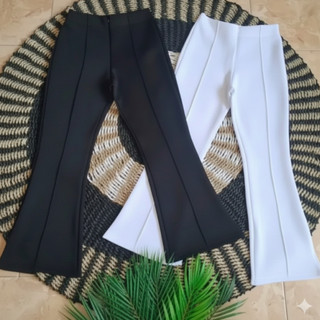 Cutbray High Waist Scuba Celana Kantor Wanita Resleting Depan Best Seller