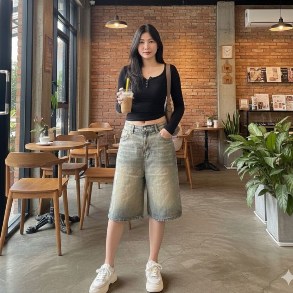 Unisex Jort Pants Jeans Shorts Baggy Jeans Men and Women y2k Jeans