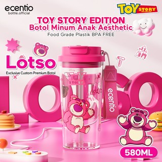 [Toy Story] ecentio x Disney Lotso Botol Minum Anak BPA Free Tumbler Minum 580ml Portabel Plastik Botol Minum Aesthetic Dengan Sedotan Tumblr/Tempat Minum Anak Perempuan