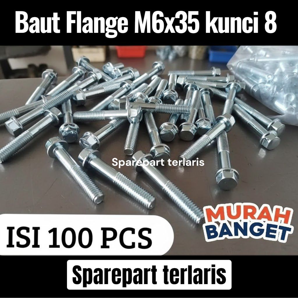 เฉพาะจุด 100 ชิ้น FLANGE BOLT M6 6X35 CVT ENGINE BLOCK BOLT M6X35 KEY 8