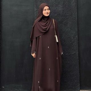 Yasmen abaya dress bahan anti uv aplikasi payet mutiara abaya umroh anti uv simple mewah elegant