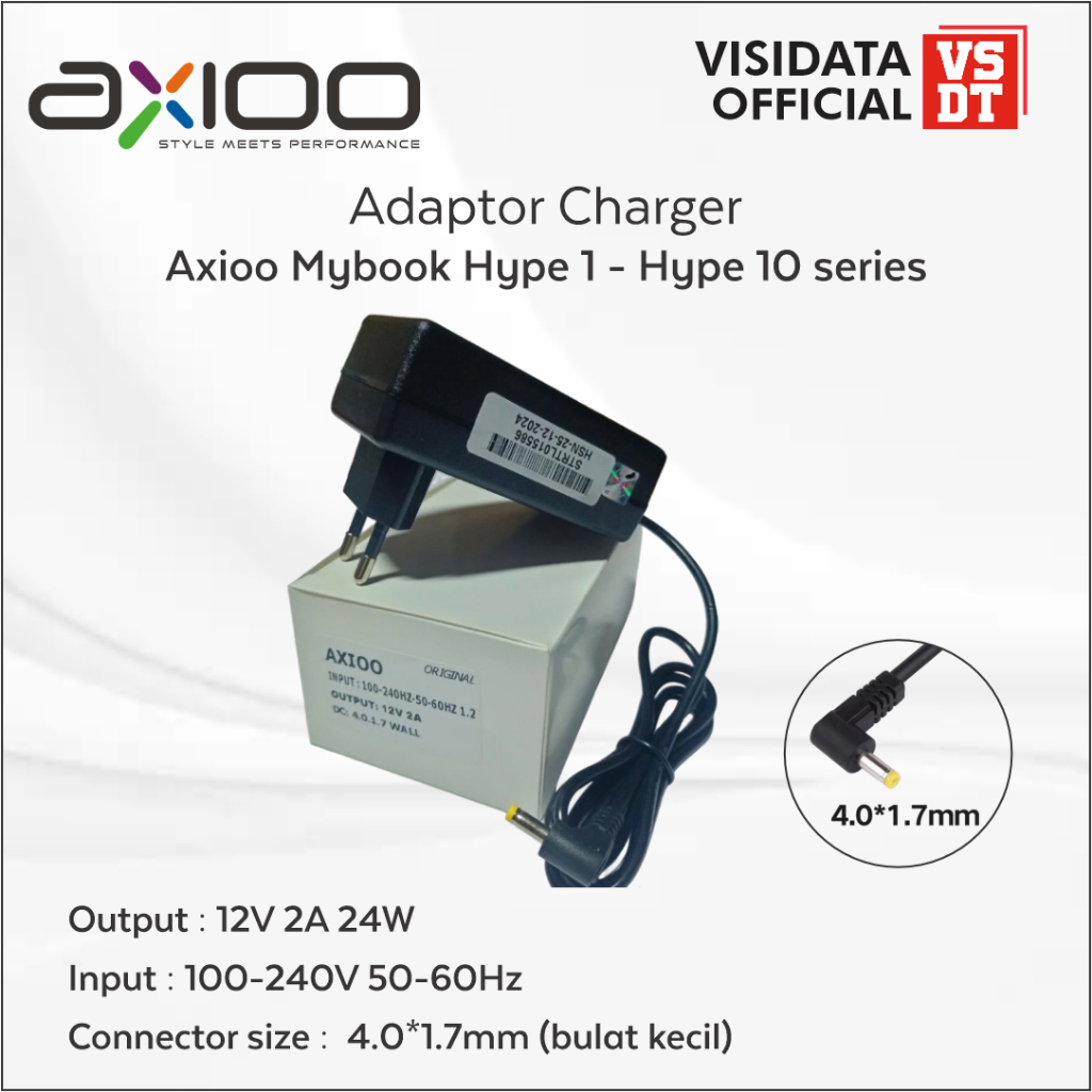 เครื่องชาร์จ Adaptor Axioo Mybook Hype 1 Hype 10 series - DC 12V 2A - pin 4.0 x 1.7mm โค้งมนเล็ก