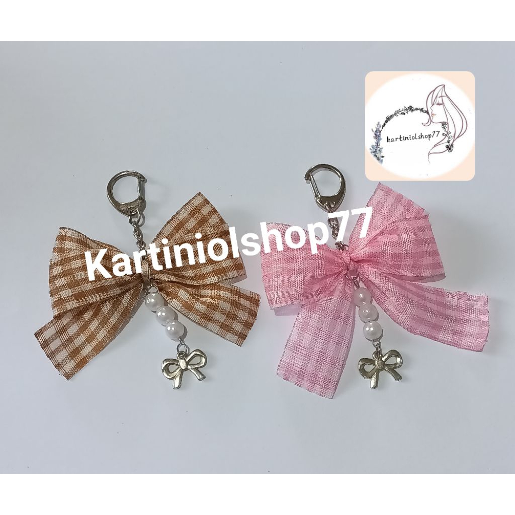 GANTUNGAN Bag Charm Ribbon Coquette พวงกุญแจกระเป๋าริบบิ้นมุก coquette