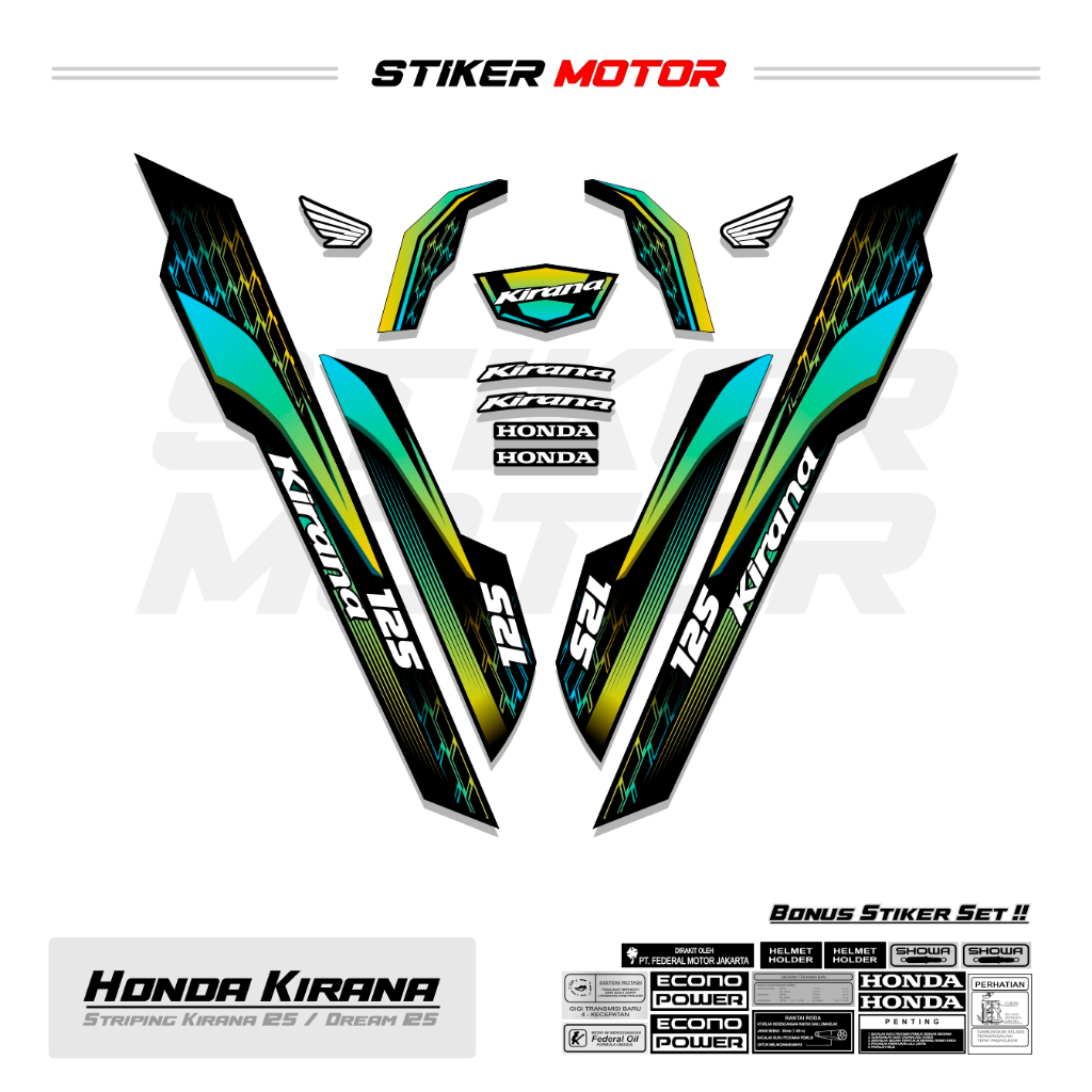 KIR46 Striping สติกเกอร์ Honda Kirana 125 Honda Dream 125 Motohai Variations Striker สติกเกอร์ Striping Stripping Scootlet Scotlite Lis Old-School เป็ดรถจักรยานยนต์ Honda Kirana 125 Honda Dream 125 ncx Racing Graphic Thai Style Good Motif กาวลามิเนต - รูปที่ 3