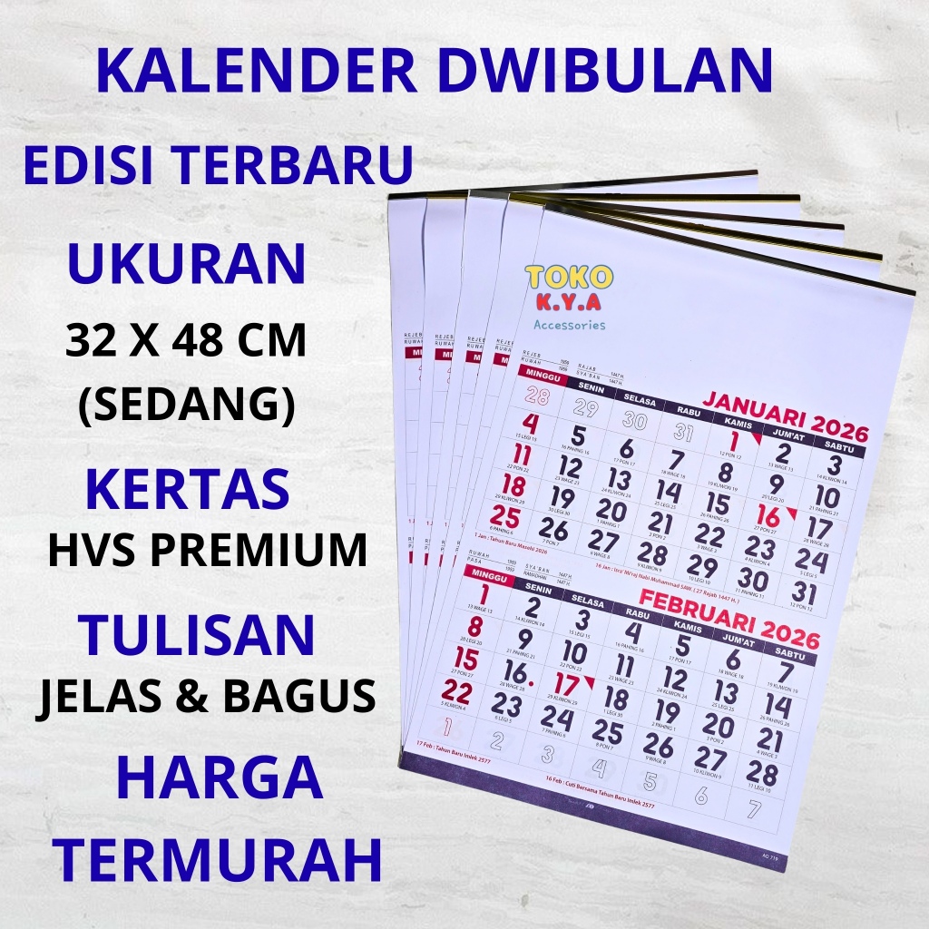 ใหม่ล่าสุด 2-MONTH WALL CALENDAR 2026/ LATEST DWIBULAN AO WALL CALENDAR 2026