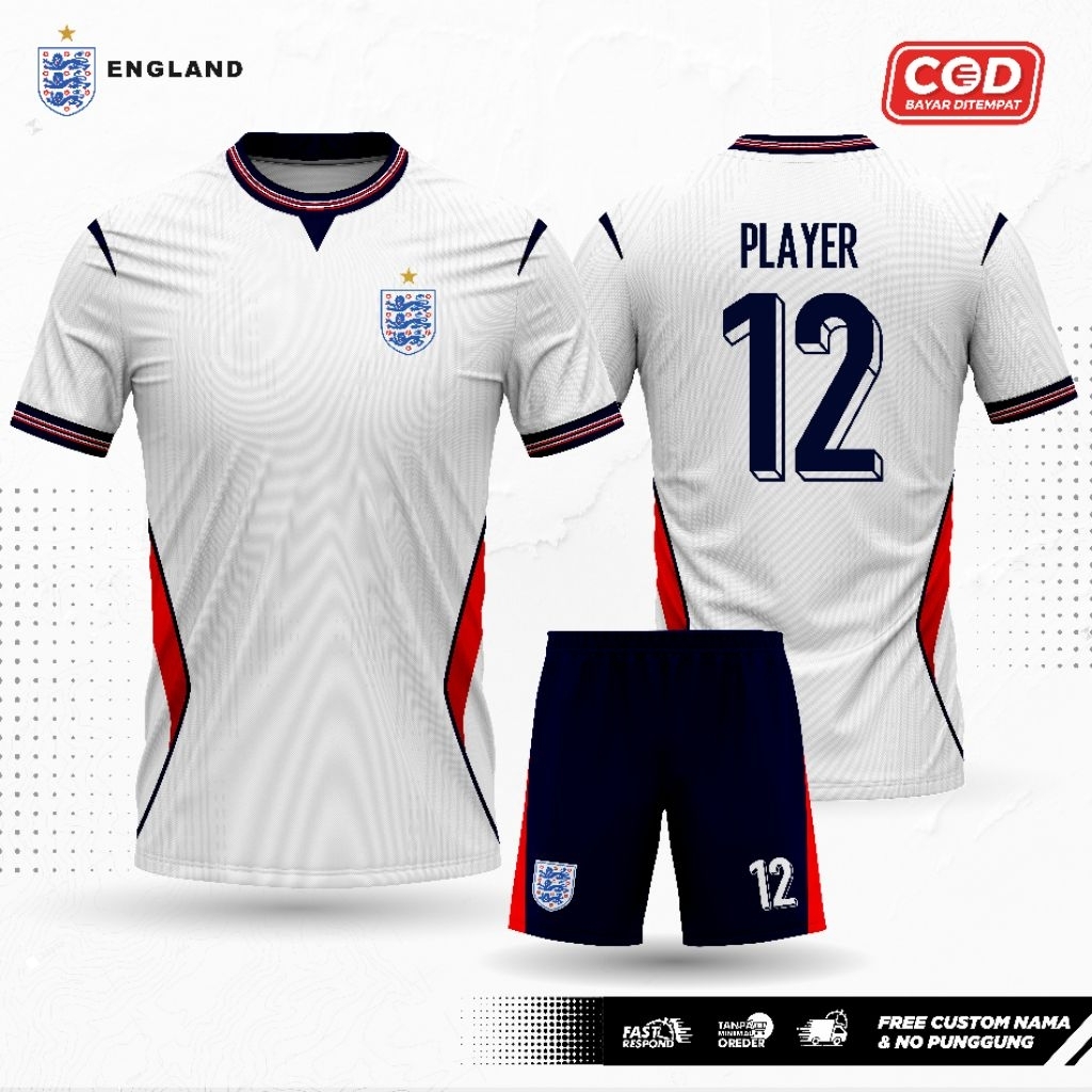 ENGLAND WORLD CUP 2026 JERSEY / ENGLAND JERSEY เพิ่มฟรีชื่อและหมายเลขกลับ