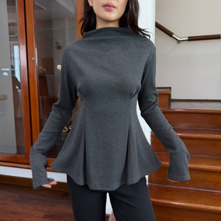 Chai Top - Babydoll Knit Lengan Panjang | Atasan Slim Fit Flare Elegan | Blouse Korean Style Wanita SOMA