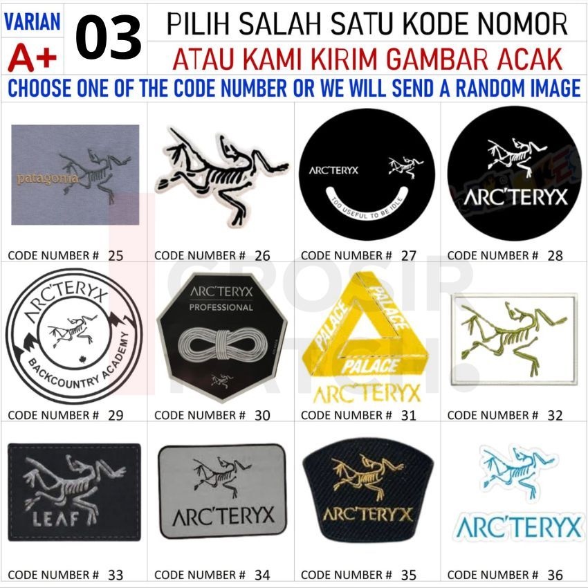 WHOLESALE ARCTERYX PATCH ปักโลโก้/Emblem/Bet LEAF SYMBOL Archaeopteryx 7-8 ซม. | A+03