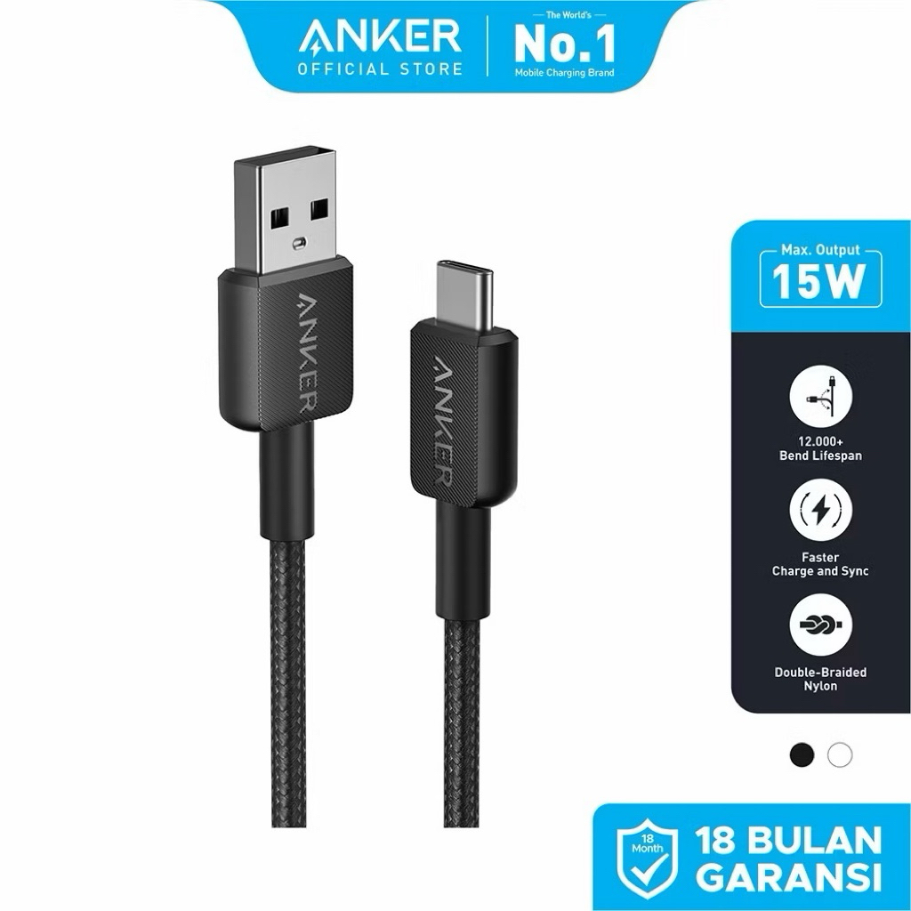 สายชาร์จ Anker Type USB-A เป็น USB-C Type USB-C เป็น USB-C