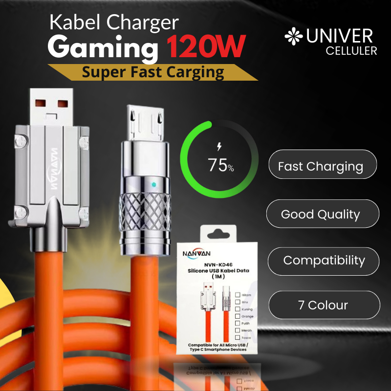 NVN-KD46 SILICONE CABLE DATA CHARGER FAST CHARGING TYPE C / MICRO USB 120W