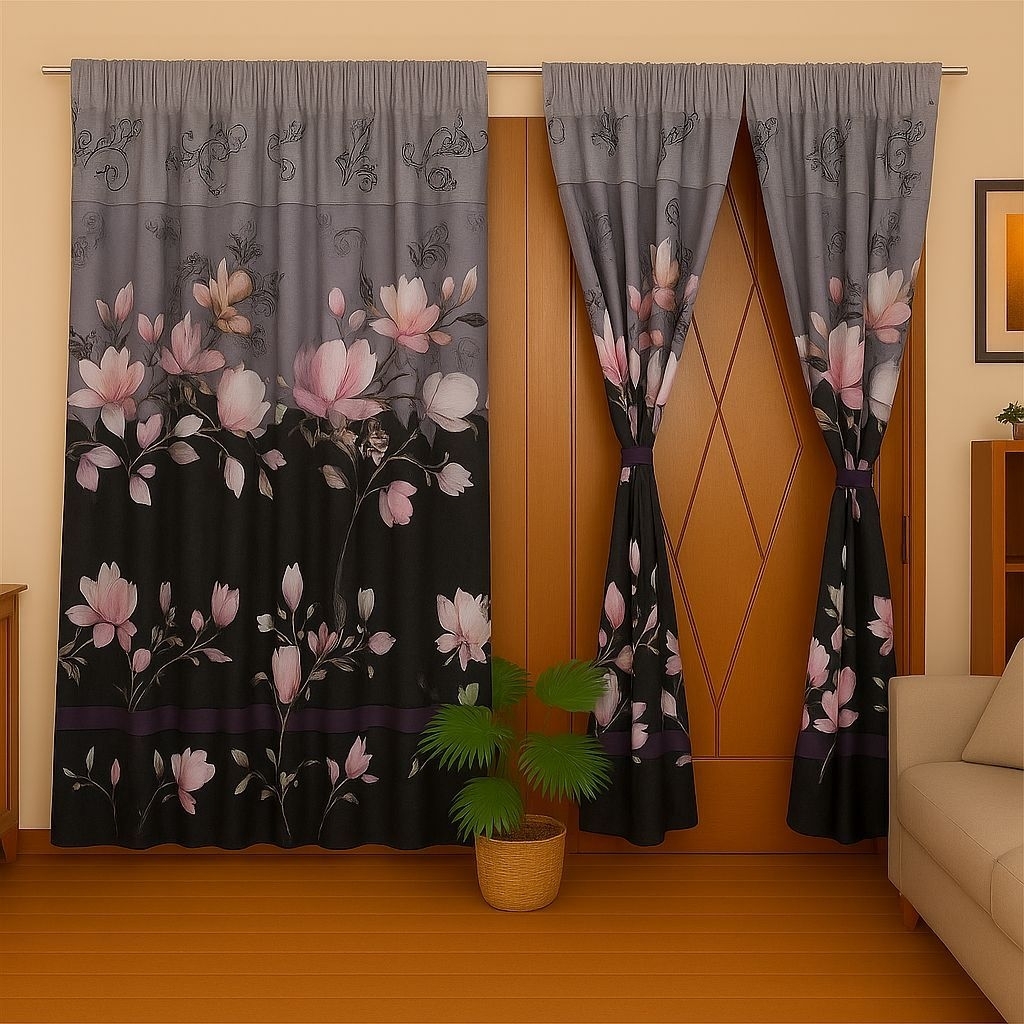 ผ้าม่านประตูเชือกรูดมีลาย ขนาด 1400 x 200 และ 100 x 200