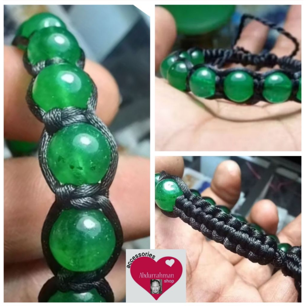 HIJAU MATA MACRAME BRACELET 11 GREEN JADE EYES