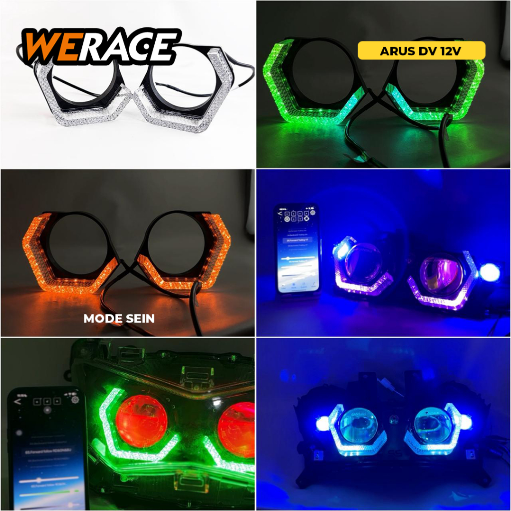 WERACE Shroud HEXAGONAL 5D RGB คริสตัล BMW 2.5 นิ้ว 3 อะคริลิค Hexa Premium Bluetooth Apps DC 12V ชุ