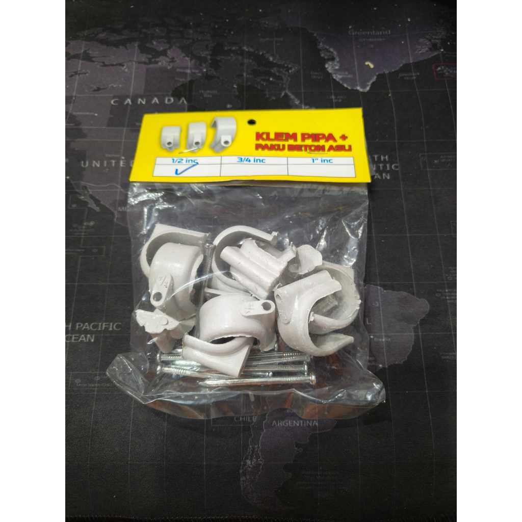 PVC PIPE CLAMP + CONCRETE NAILS 1/2", 3/4", 1"