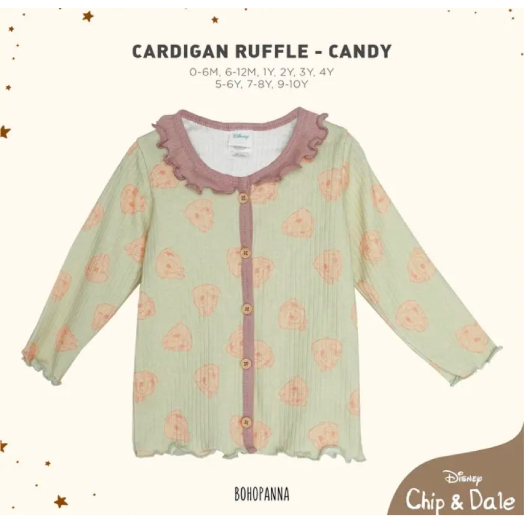 BOHOPNA - DISNEY RUFFLE CARDIGAN - candy Girls Top 0-6 เดือน