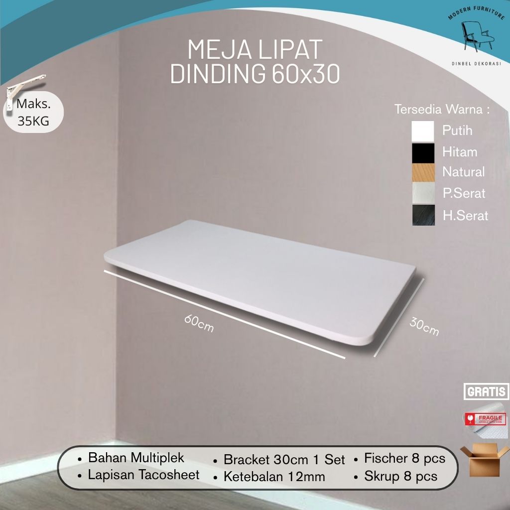 FOLDING TABLE 60CM X 30 CM (ONE SET OF TABLE และ 20CM BRACKET) / ROOM DECORTATION TABLE