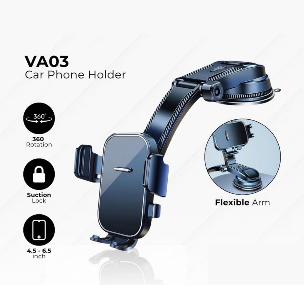 ( MY ACC ) VANGO VA 03 ที่วางโทรศัพท์ในรถยนต์ Dashboard Glass Mount VA-03 360 หมุนยืดหยุ่นคอยาวดูดที