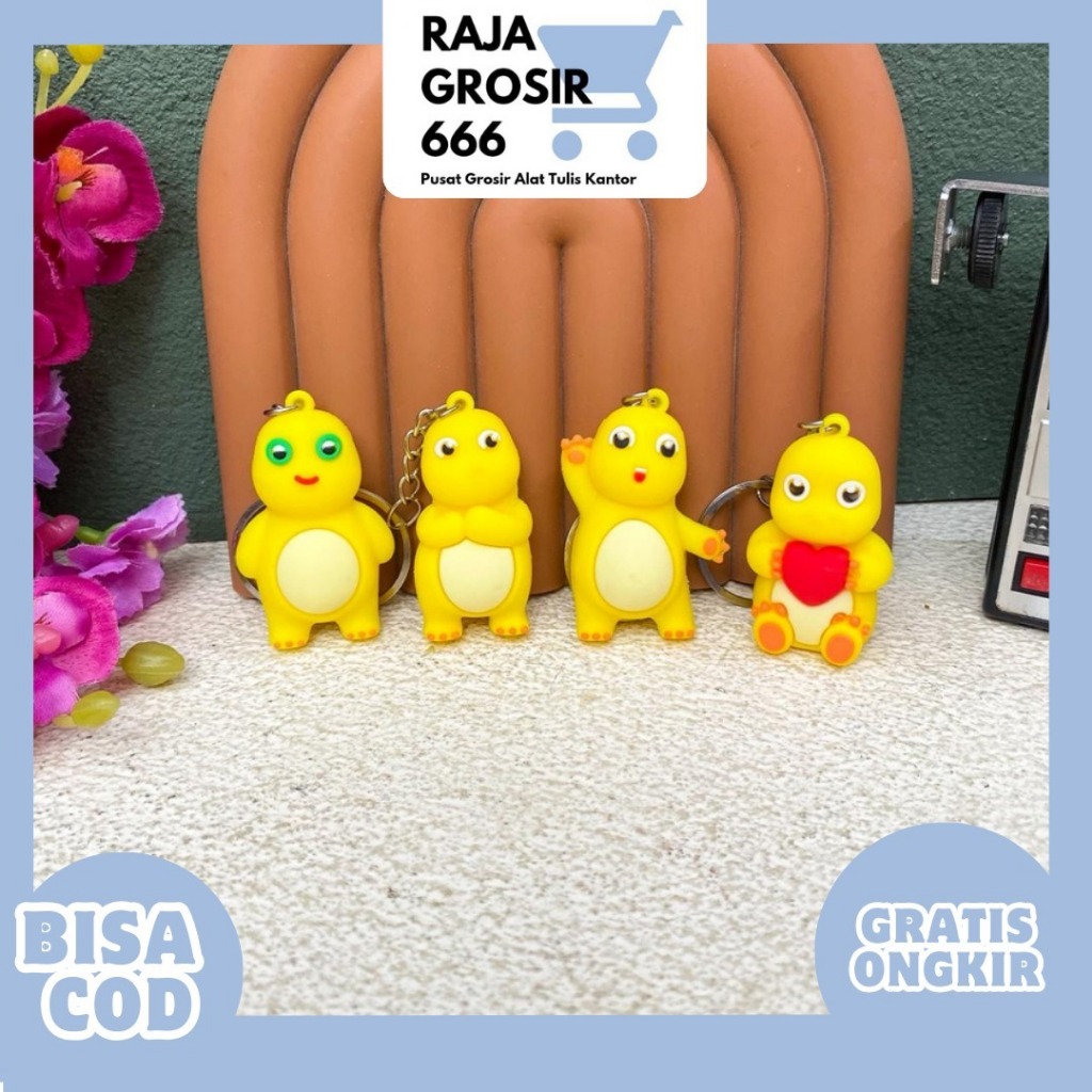 GANTUNGAN DINO NAILONG HAT RUBBER KEYCHAIN GK-1836 สีเหลือง DINO KEYRING KEYCHAIN