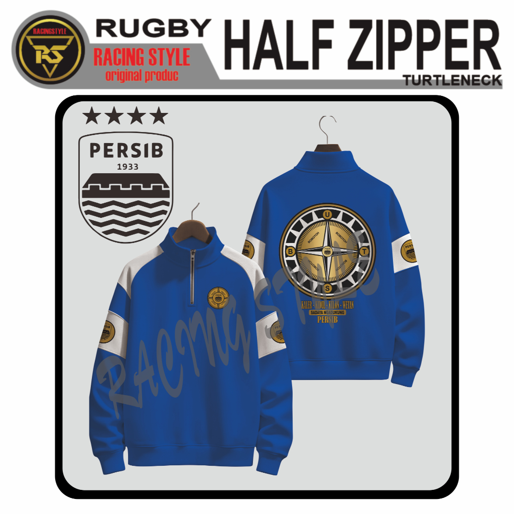 Persib Bandung คอเต่าครึ่งซิปเสื้อกันหนาว, Persib Premium Distro Unisex Casual Bobotoh Jacket