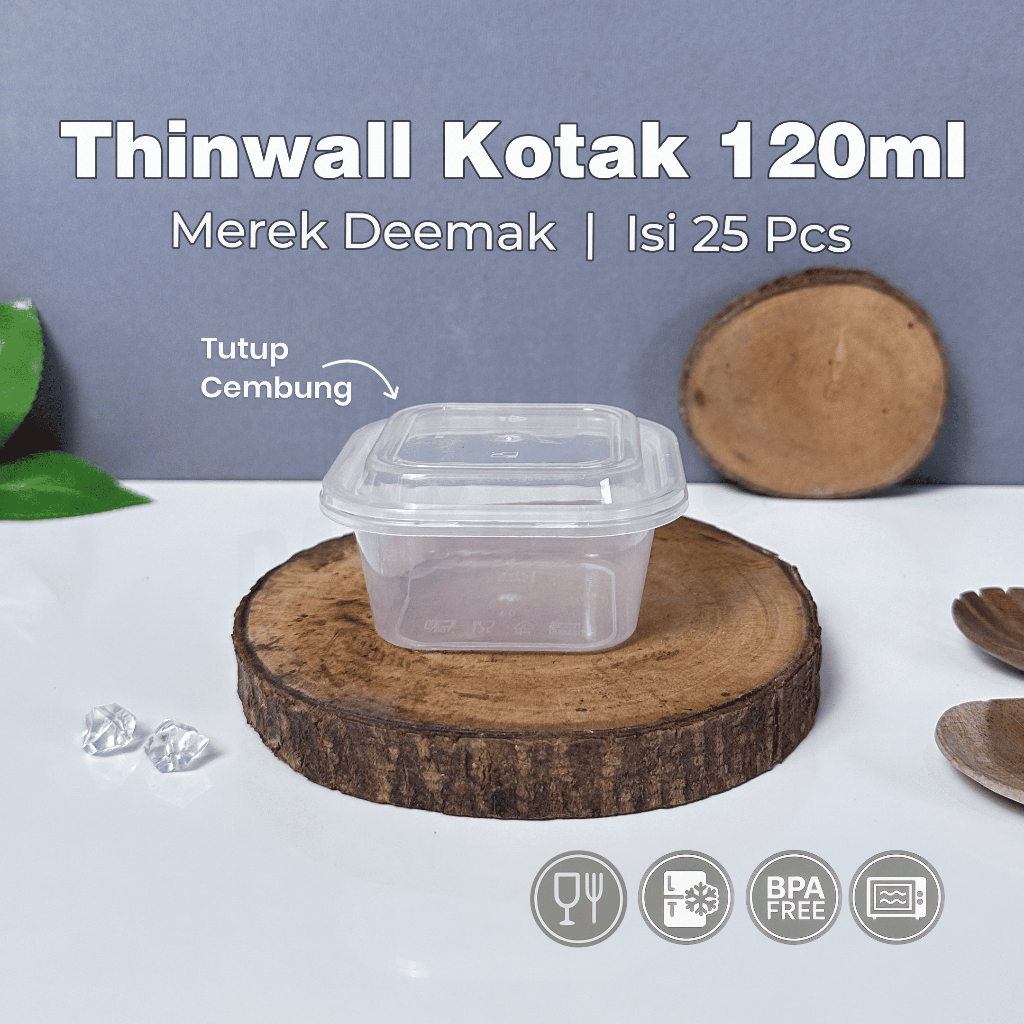 [25PCS] Thinwall Box DM 120 ml / Shatterproof / Thinwall DeMak / Square / Plastic Lunch Box / SQ