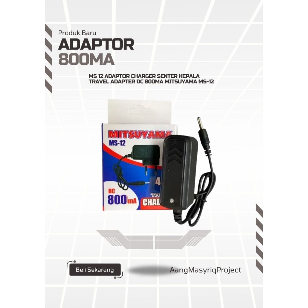 MS 12 Headlamp Charger Adapter Travel Adapter DC 800mA Mitsuyama MS-12