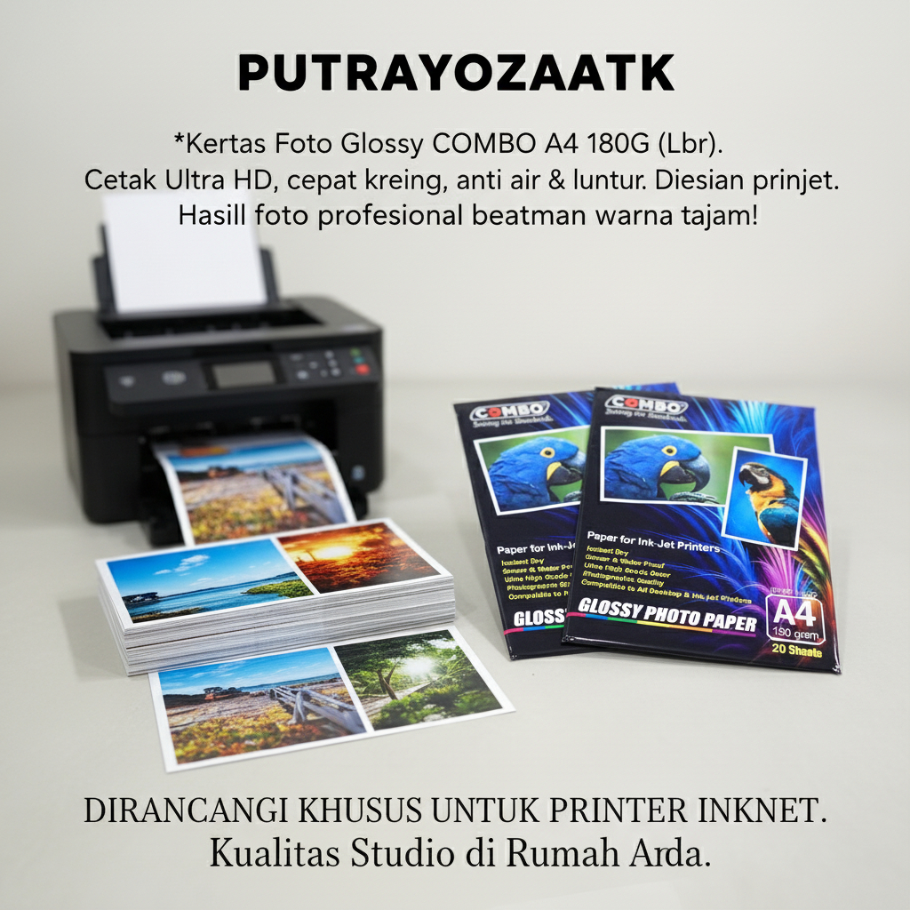 COMBO BRAND PHOTO PAPER A4 CONTENDTS 20 LBR 180 GSM THICKNESS / COMBO PHOTO PAPER 180 แกรม A4