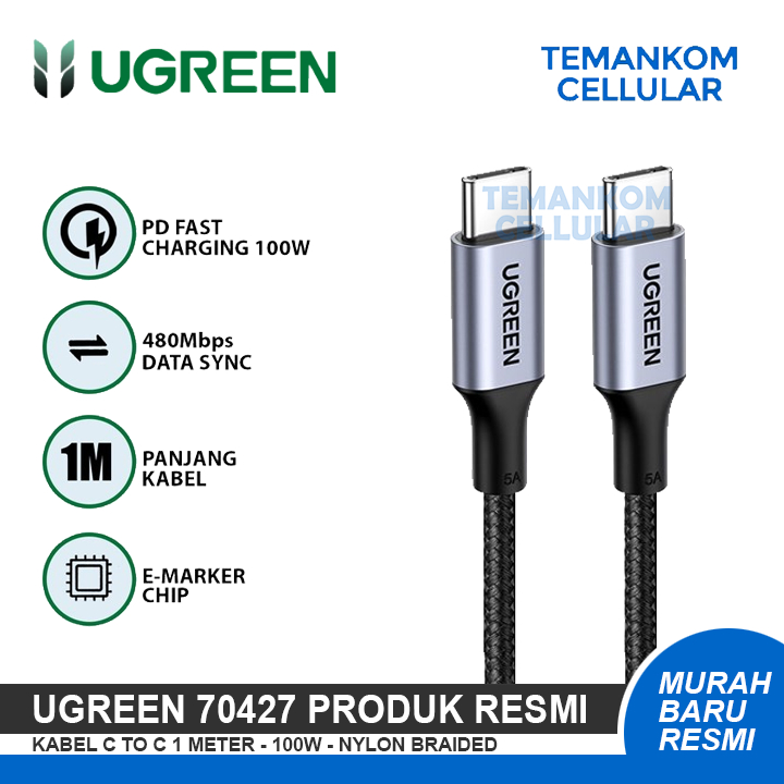UGREEN สาย Type C 100W U GREEN 70427 C to C USB C to type C Fast Charging Nylon Braided การรับประกัน