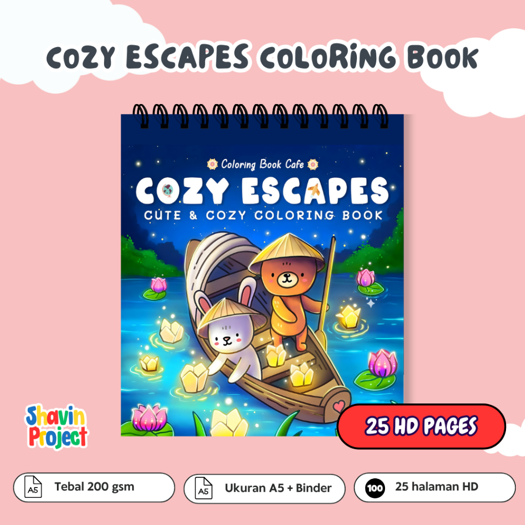 สมุดระบายสีสําหรับเด็กและผู้ใหญ่ สมุดระบายสี Cozy Escapes ขนาด A5 A4 ความหนา 200gsm 100gsm 25 หน้า