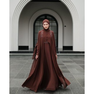 AF- Setelan Gamis ABAYA HANEEN WANITA MUSLIM TERBARU CERUTY MIX PAYET OUTER TERPISAH Gamis Lebaran Mewah Kondangan