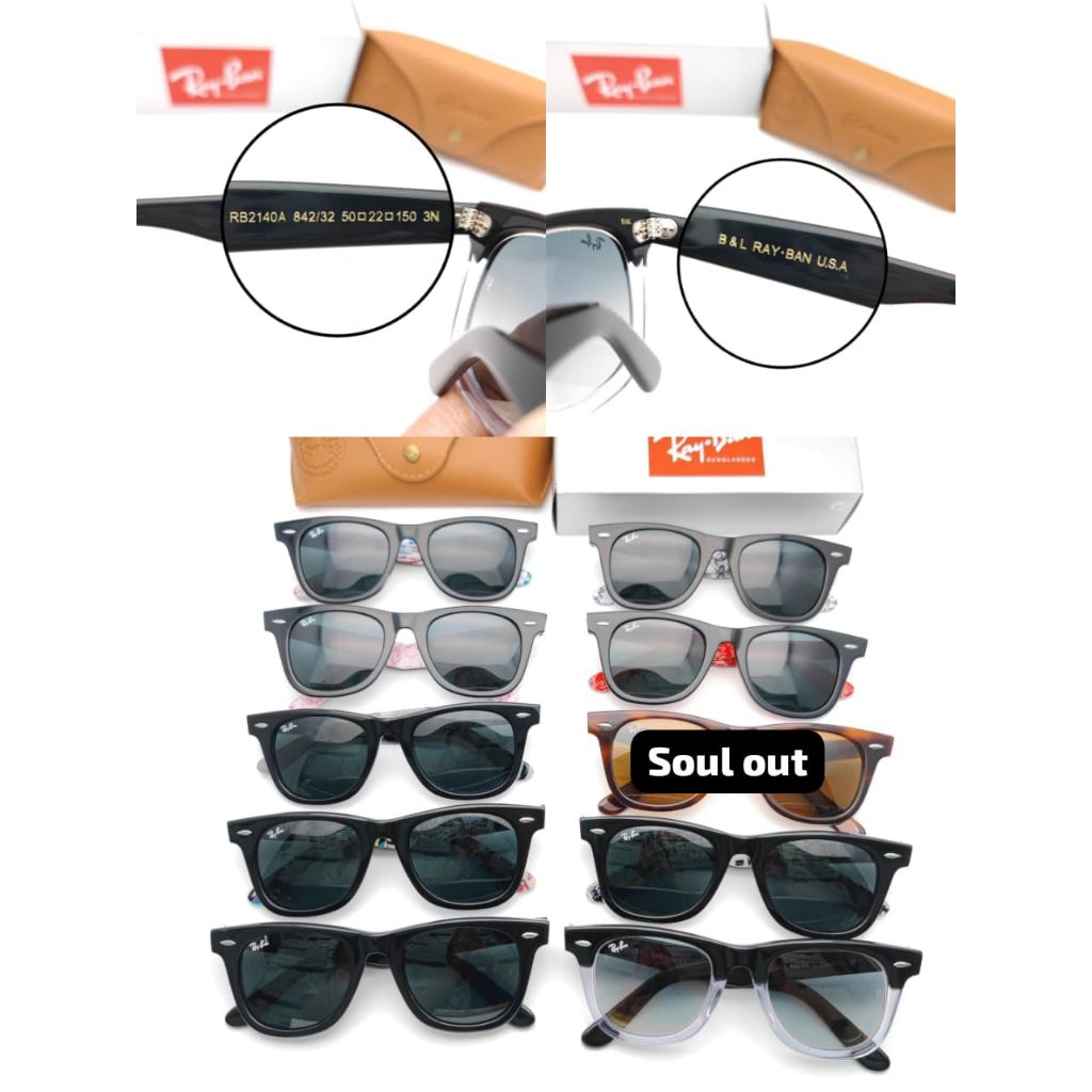 แว่นกันแดด WAYFARER 2140 ของแท้ใหม่ Made In USA Motif สําหรับผู้ชายและผู้หญิง