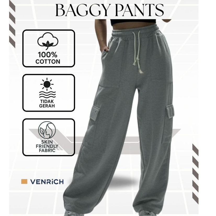 VENRICH Baggy Pants Cargo Baggy Pants ผู้ชายผู้หญิง Oversize Baggy Cargo Pants Premium Baggy Pants