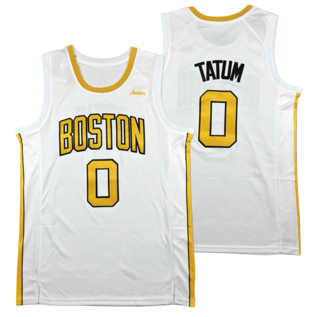 นําเข้า EMBROIDERED BOSTON 0 JAYSON TATUM CITY EDITION BASKETBALL JERSEY สีขาวทอง 25/26