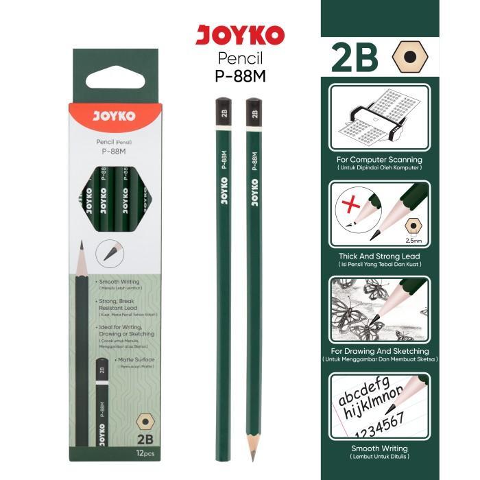 (GET 1 DOZEN) JOYKO ECONOMIC 2B PENCIL P-88M / Joyko P-88M ดินสอไม้ 2B / P - 88M