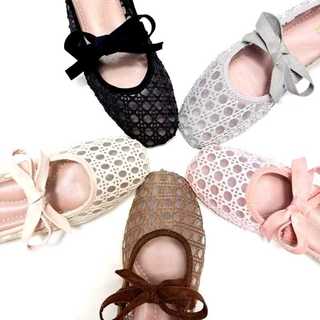 Dluna - Elly Flatshoes Model Jaring Variasi Tali Pita | Sepatu Jaring Wanita Flatshoes Wanita Empuk dan Nyaman