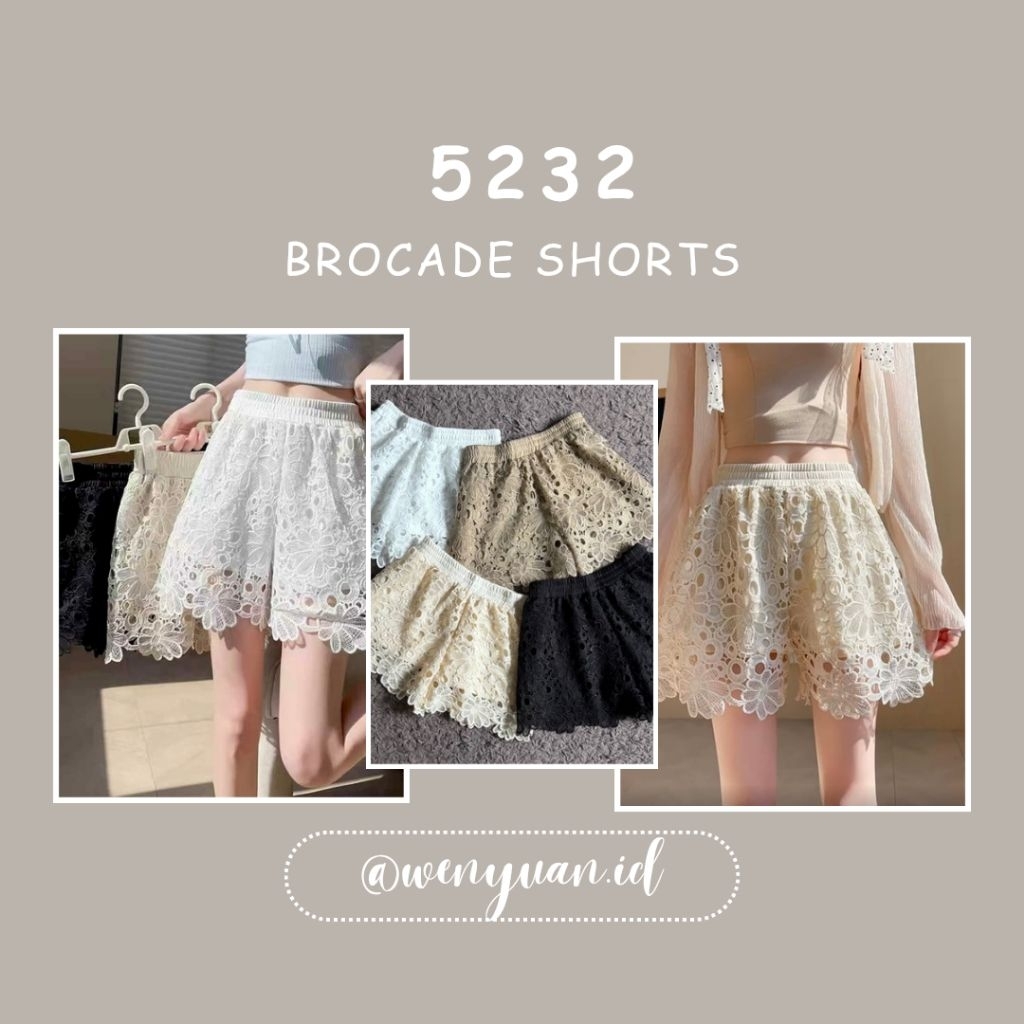 กางเกงขาสั้นโบรเคด 5232 (ndudshop)