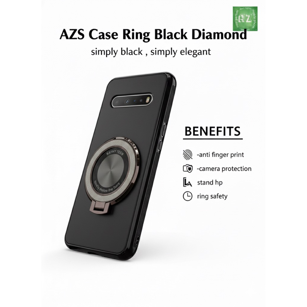 AZS ปลอก LG V60 ThinQ V50 V40 V30 Q61 Q51 G8 G7 G6 G8X V50S แหวนสีดําเพชรปลอกกรณี LG anti finger พิม