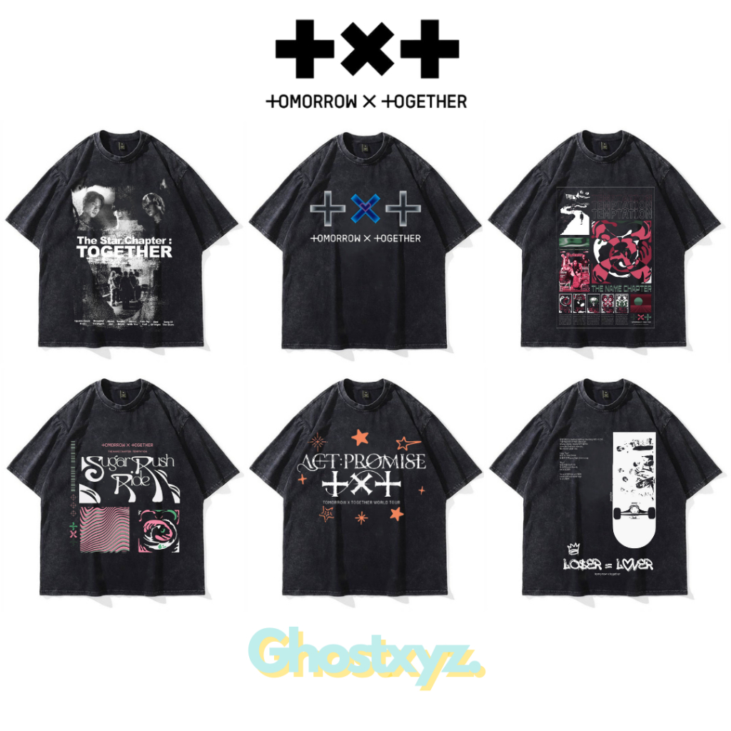 เสื้อยืด Ghostxyz TXT Tomorrow X Together Wash Oversize Vintage Tee