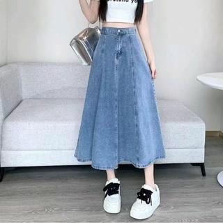 Rok Jeans A/Line Model Mayung Tebal Non-Stretch Premium Korean Style